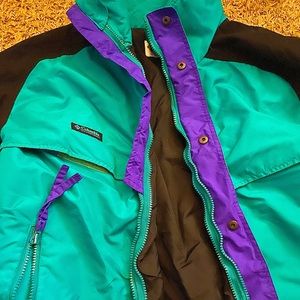 VTG Vintage Columbia Radial Sleeve Jacket Purple Green Men L